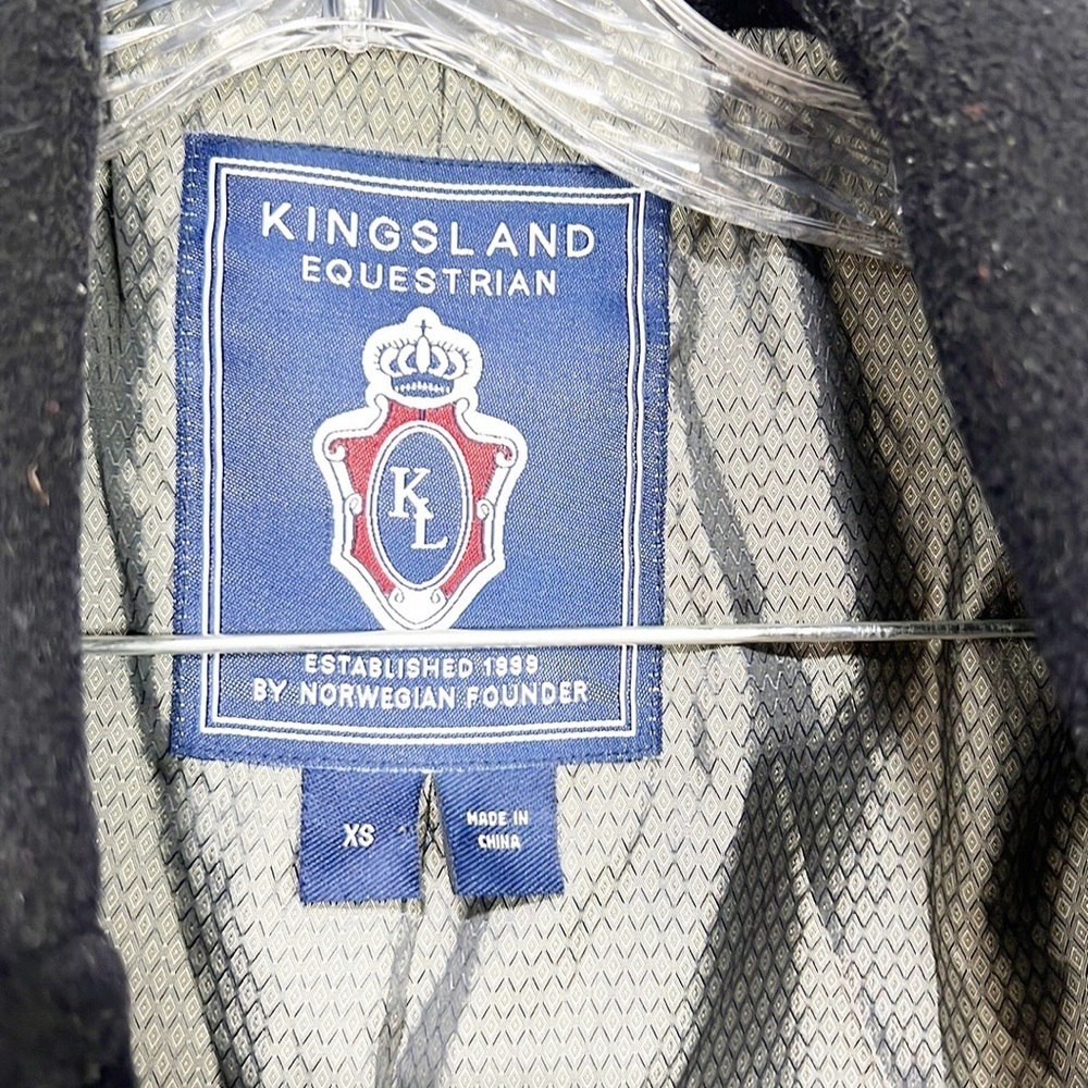 KINGSLAND Equestrian Women’s Pea Coat Wool Blend Black Contrast Stitching XS - Picture 9 of 12